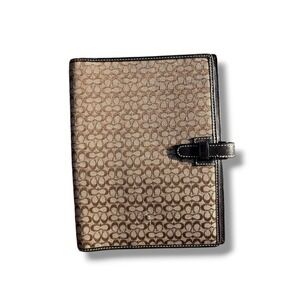Y2k Coach Signature Canvas Agenda Planner Organizer Brown Mini C Leather Trim